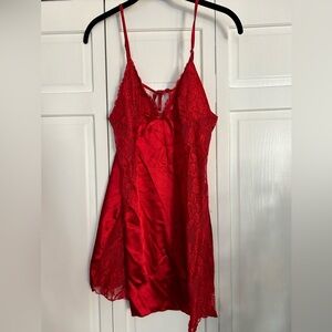 Red Silky Teddy Lingerie Dress